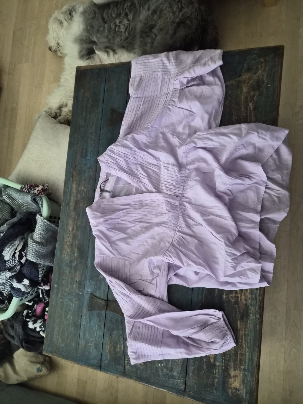 Anthropologie Lilac Peplum Blouse with Pintuck Details